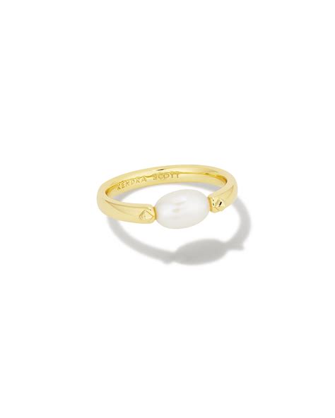 EKD Shield Pearl Ring in Gold/pearl 